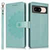 For Google Pixel 8 Case Textured Leather Wallet Phone Cover with Strap
