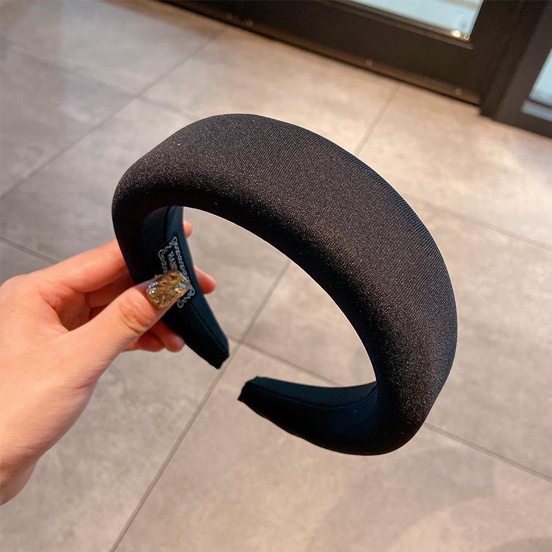 Fascia Estiva Monocolore Coreana con Bordo Ampio e Testa in Spugna per Donna - Accessorio per Capelli Sottile per la Parte Superiore del Cranio