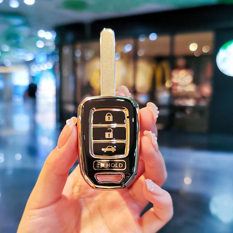 

New Plating TPU Car Key Cover Case Shell For Honda Accord 2016 2017 Civic 2016 2017 2018 2019 Remote Keychain Accessories