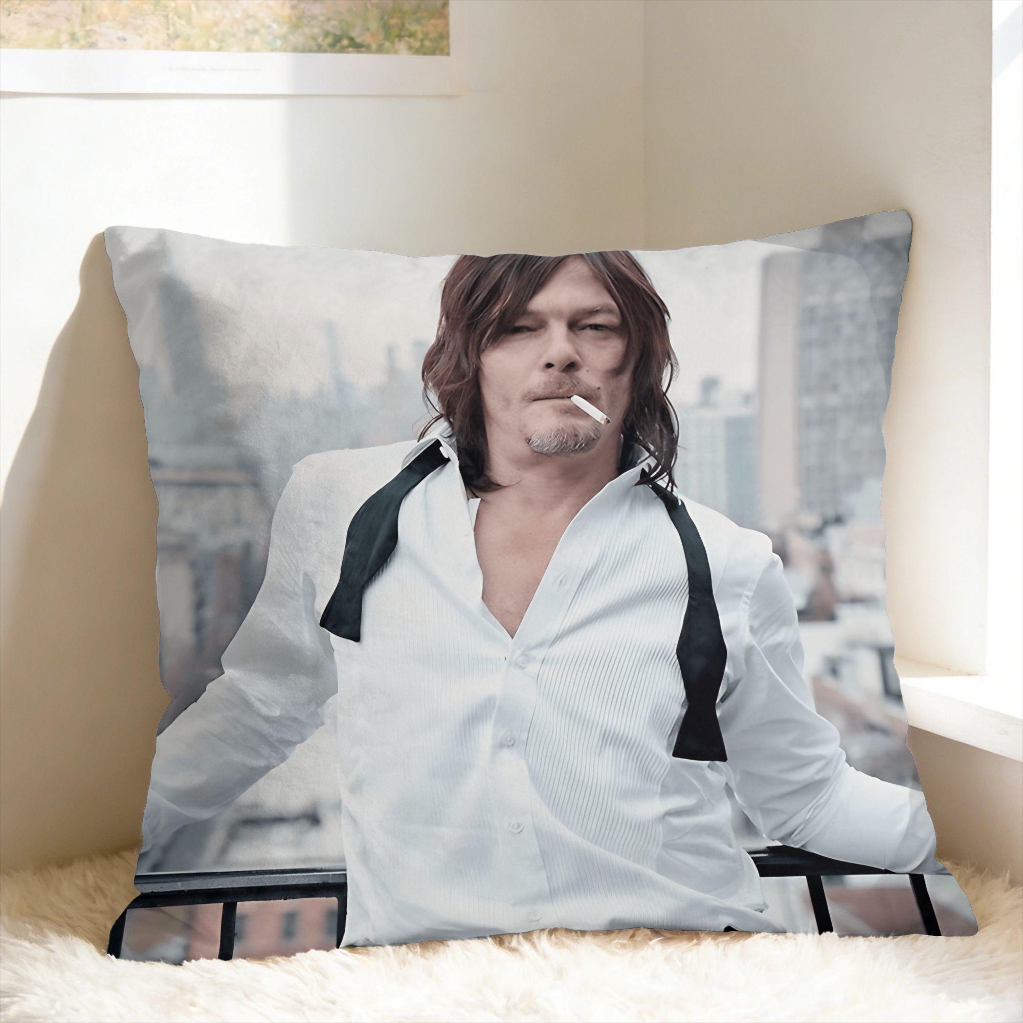 Fine Glasses Unisex Norman Reedus W-Walking D-Dead American Celebrity Pillowcases Morden Pillow Case Sofa Couch Bed Living Room Comfy Pillow Cover