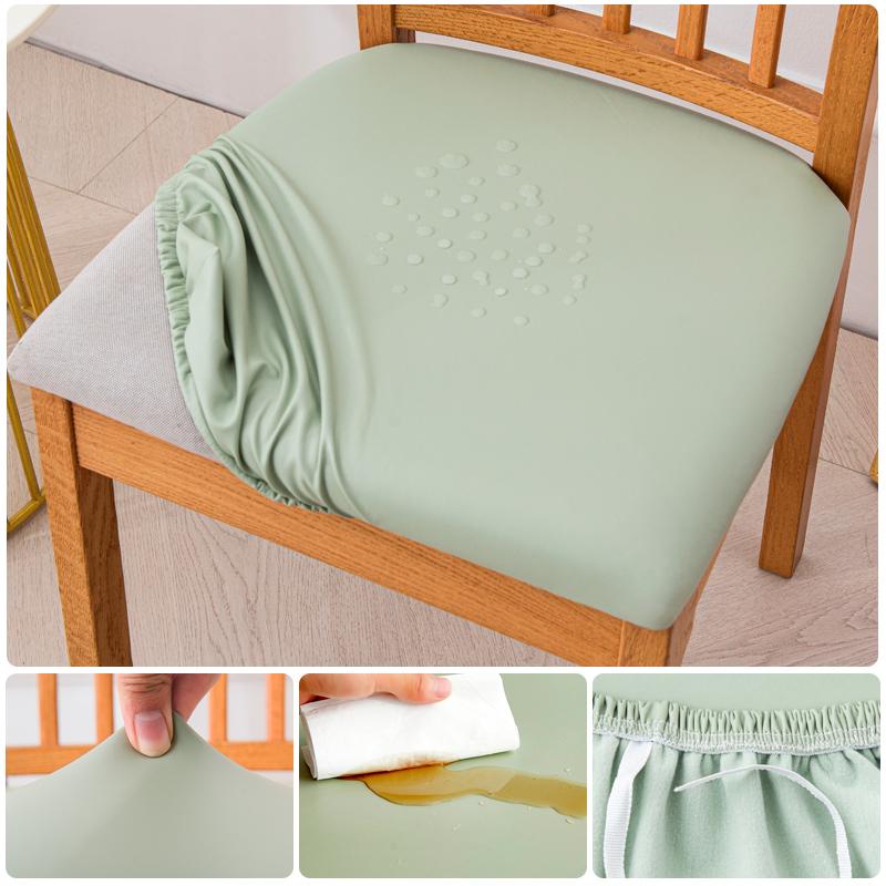 Waterproof Chair Seat Covers Pu Leather Dining Room Chair Cover, Stretch Chair Cover For Dining Room Chair Slipcover For Kitchen