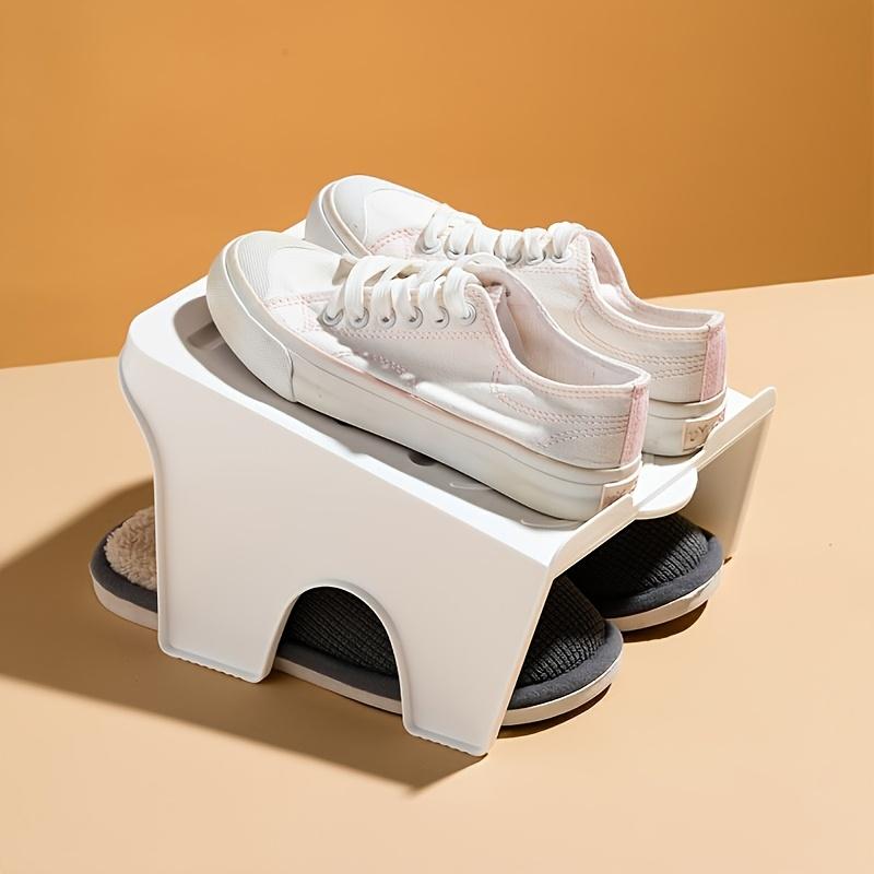 7pcs-double-layer Shoe Rack Organizer-stable Plastic Shoe Rack with Multiple Compartments,space-saving and Easy To Assemble