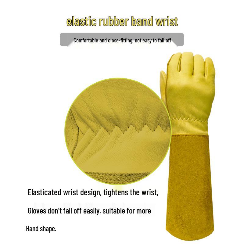 Dlouhotrvající zahradnické rukavice z hovězí a ovčí kůže odolné proti propíchnutí