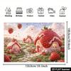 2D Whimsical Strawberry Houses & Hearts Photography Background
