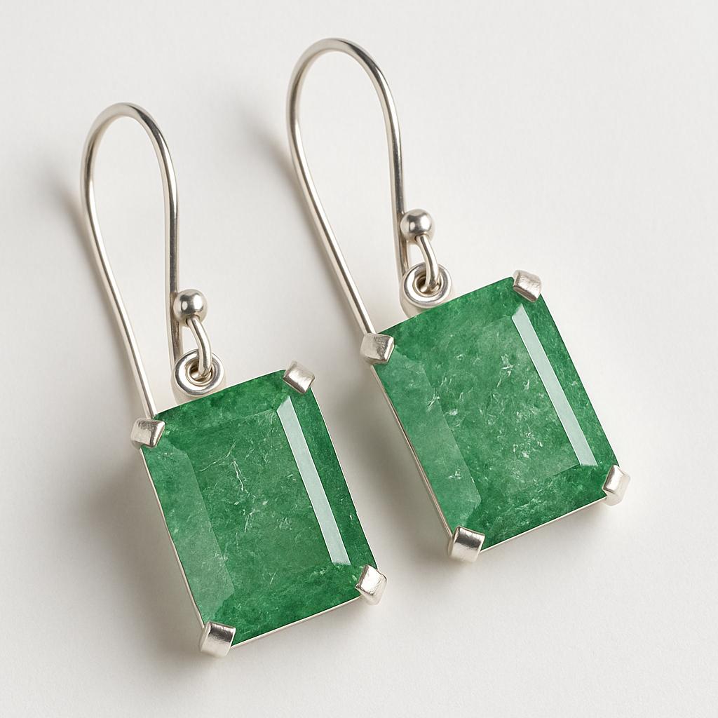 Natural Green Emerald Earrings 58 ct Emerald Cut 925 Sterling Silver Gemstone Jewelry Gift