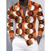 Camisa de manga larga para hombre para fiesta disco de los 70 con estampado digital de círculos geométricos brillantes