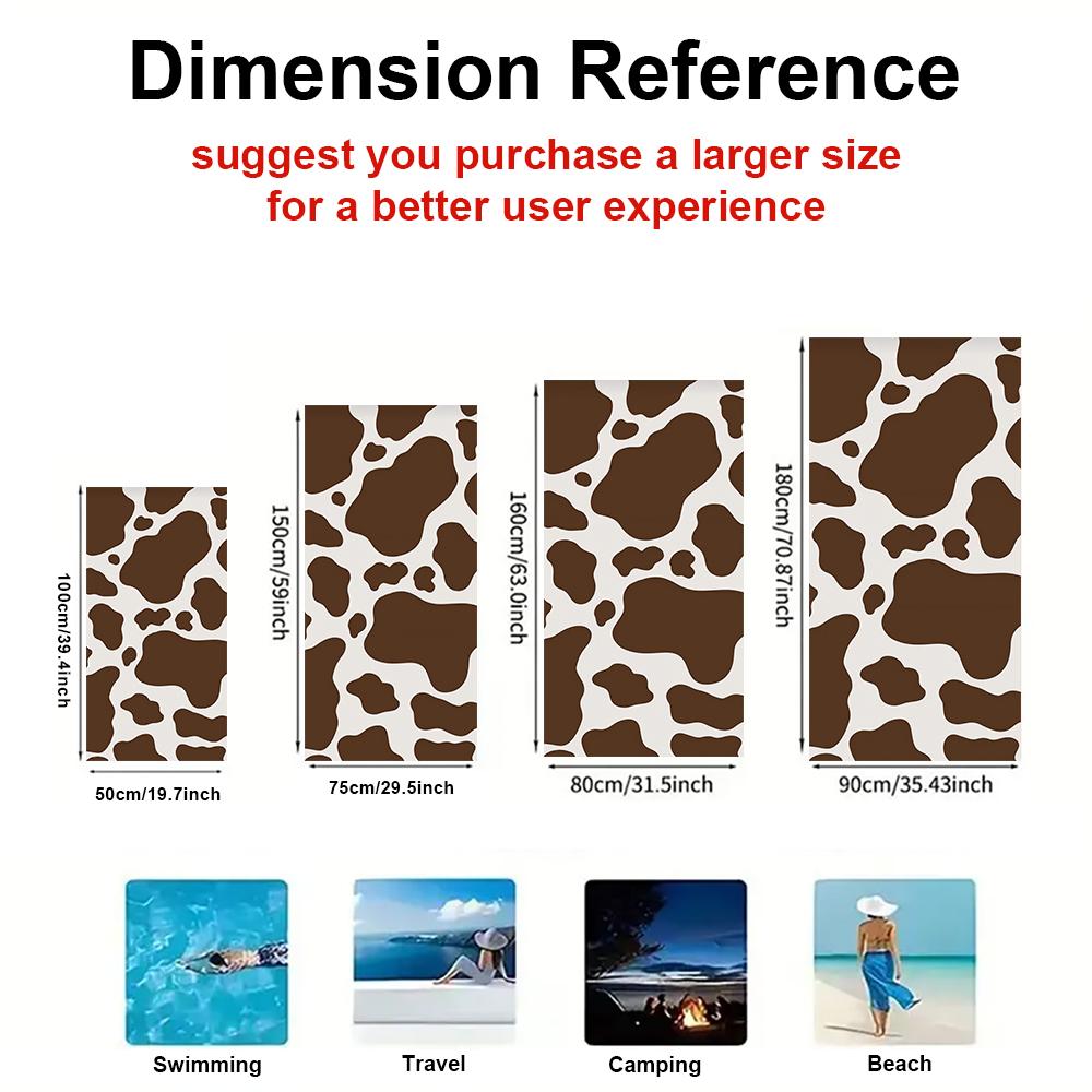 Cow Print Quick Drying Bath Towel Microfiber beach towel - light weight swimming camping  yoga beach out