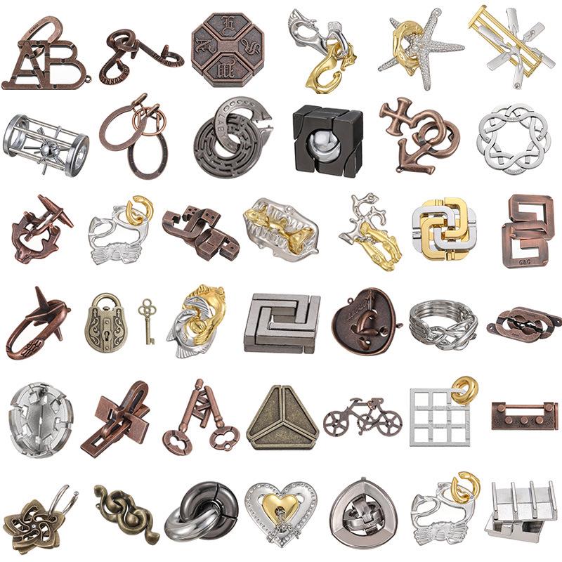 Kongming Lock Puzzle Set: Nine Interlocking Alloy Rings - Educational Disentanglement Toy