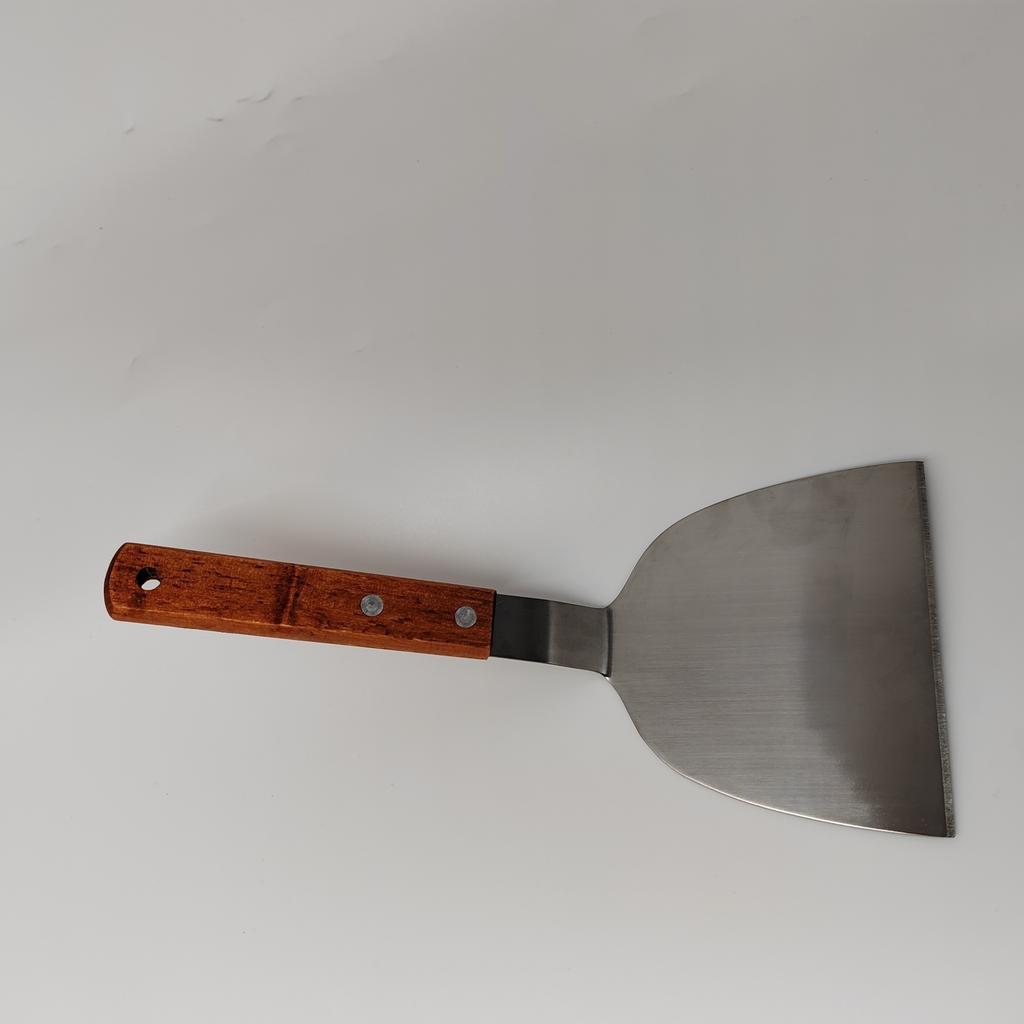 Stainless Steel Wooden Handle Teppanyaki Shovel Non-Slip Frying Fish Pancake Turners Kitchen Cooking Utensils