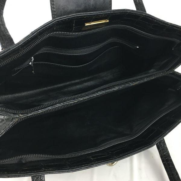 GENUINE CROCODILE SKIN KAIYO Handbag & Long Wallet Black Crocodile Leather Purse(USED)