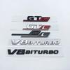 FCUI6 3D Flat Letters ABS Emblem GT GTC V8biturbo for Mercedes Benz AMG Car Trunk Lid Nameplate Badge Logo Sticker Chrome Glossy Black
