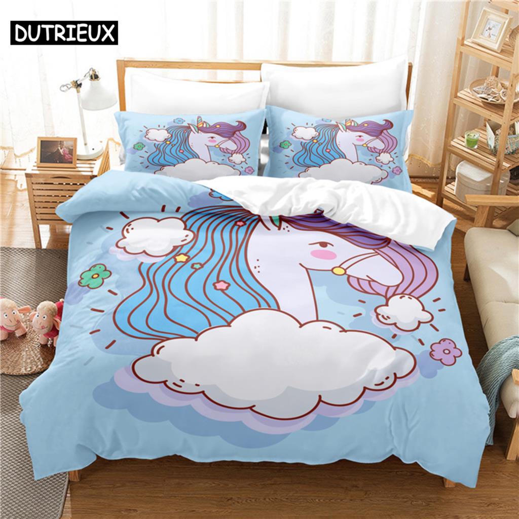 

Lucky Unicorn Bedding Set Duvet Cover Set 3d Bedding Digital Printing Bed Linen Queen Size Bedding Set Fashion Design (135x200cm)&set