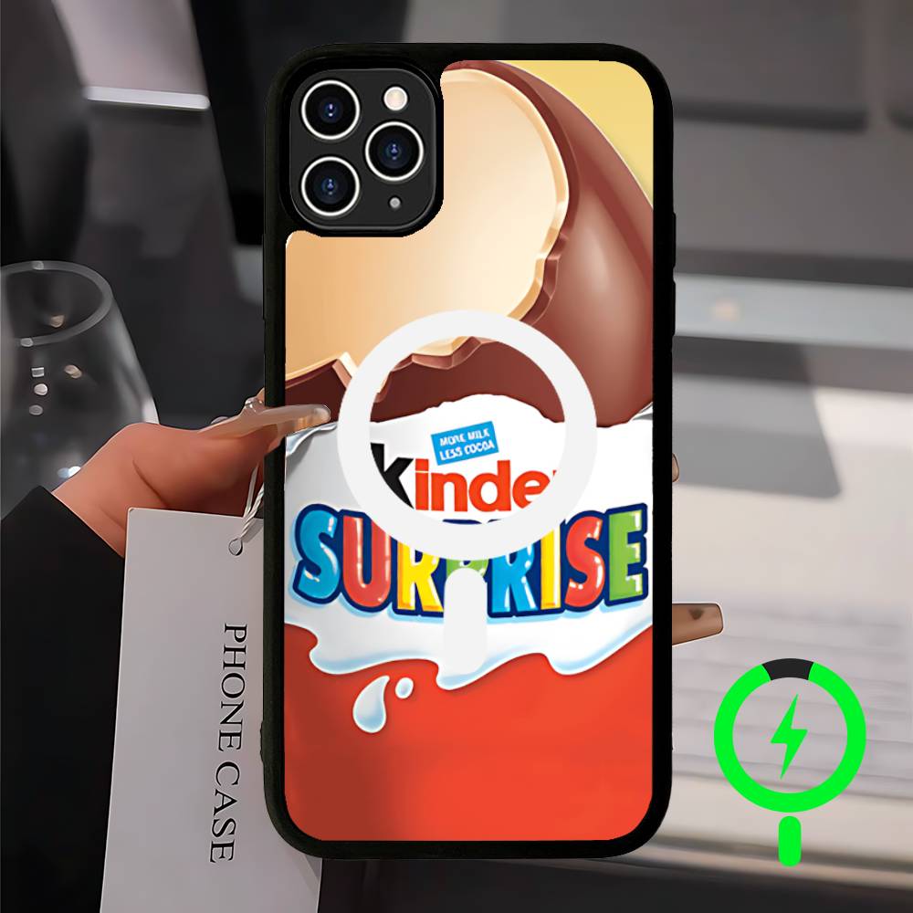 Cute Kinder Surprise Eggs Logo For Magsafe Magnetic Phone Case Wireless PC+TPU For IPhone 11 12 13 14 15 16 17 Pro Max Plus