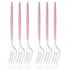 6Pcs Pink Gold Dinnerware Set Stainless Steel Small Fork Cutlery Cake Fork Fruit Fork Dessert Fork Flatware Kitchen Accessory