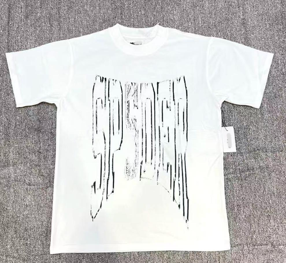 T-shirt Unisex con Stampa di Lettere in Schiuma Hip Hop Euro-Americano: Scollo Rotondo, Manica Corta, Design alla Moda