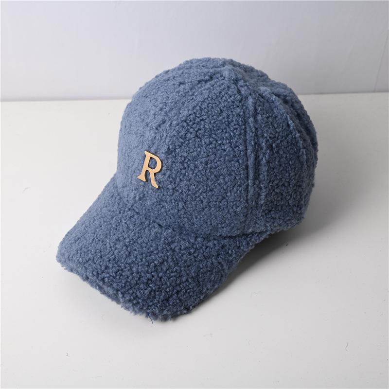 

Baseball Cap Winter Hat For Women Men Unisex Letter Metal Logo Imitation Cashmere Keep Warm Simple Casual Winter Caps New Velvet 55-58cm синій