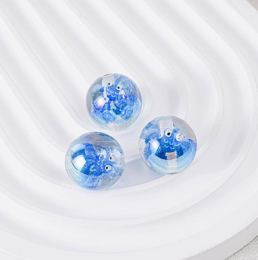 16mm UV-Plated Chinese Good Luck Koi Keychain DIY Bead Pack