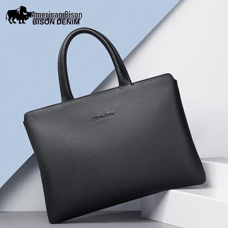 Мужской кожаный деловой портфель  Американский бизон 14-inch