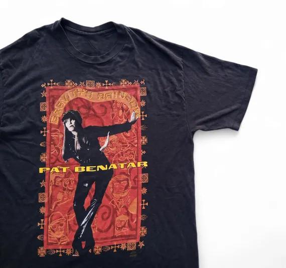 Винтажная футболка 1993 года Пэт Бенатар Тур «Радуга Гравитации» Черная Все Размеры AG2427 Унисекс XXXL