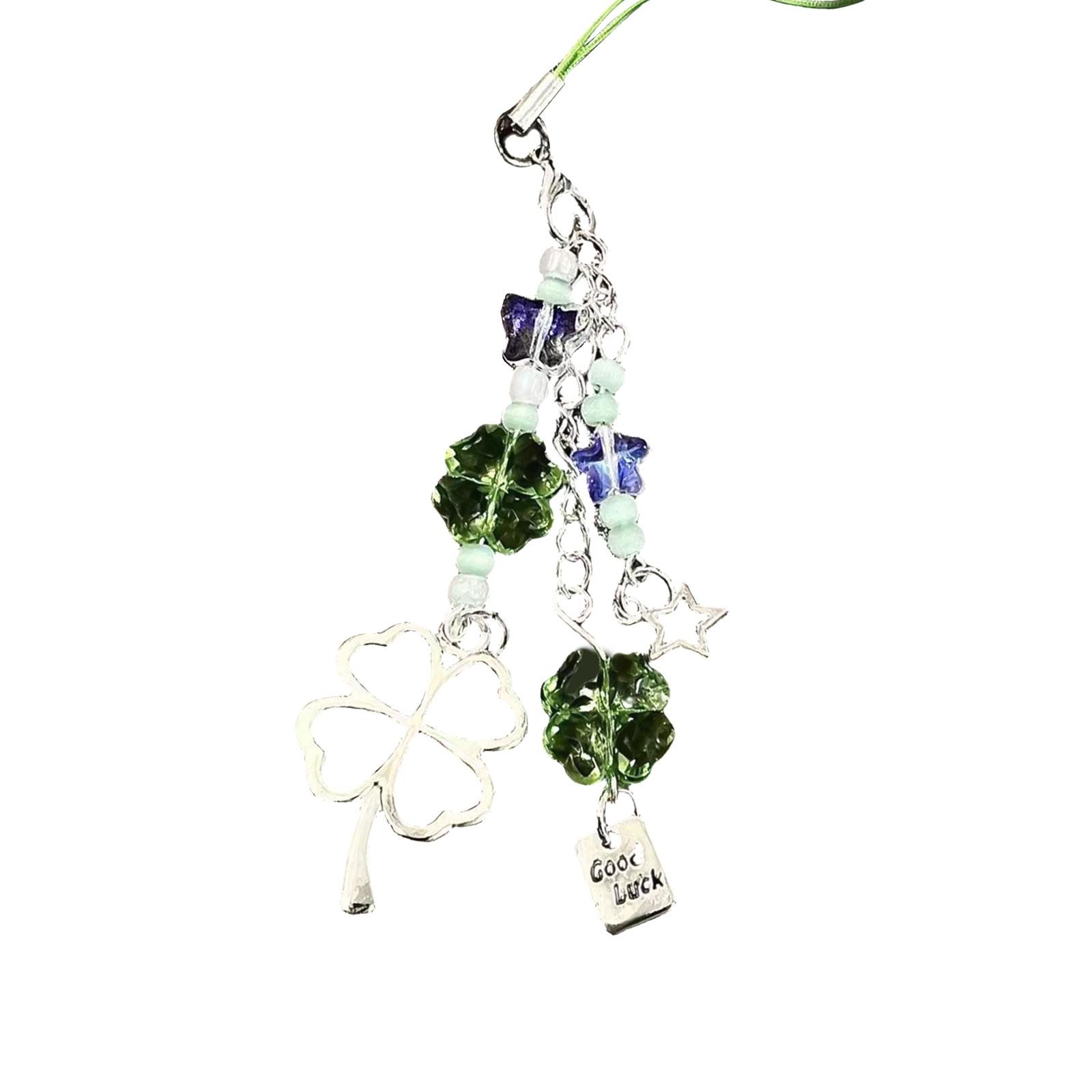 

Стильный браслет Lucky Clover для телефона, принадлежности для рукоделия ручной работы, цепочка для телефона из акрила и сплава для сумок и взрослых, ежедневное использование зелёный