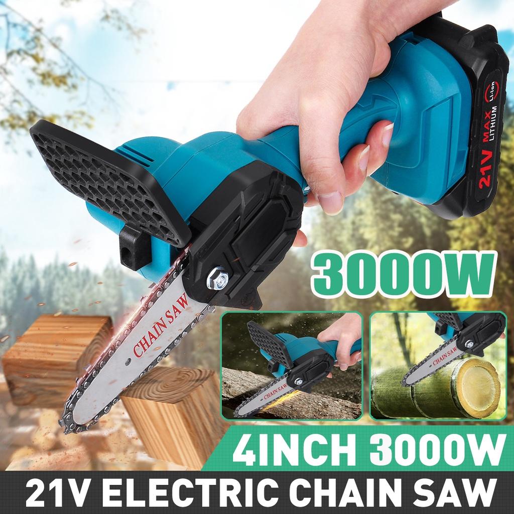 4-Inches Electric Protable Mini Cordless Rechargeable Handheld Chain Saw  For Tree Branch Wood Cutting With1/2Pcs Batteries