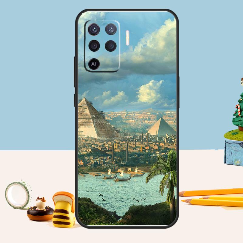 Egypt Pyramids Case For Oppo A80 A60 A40 A15 A16 A17 A57 A94 A74 A54 A76 A96 A18 A38 A58 A78 A98 A5 A6 Pro