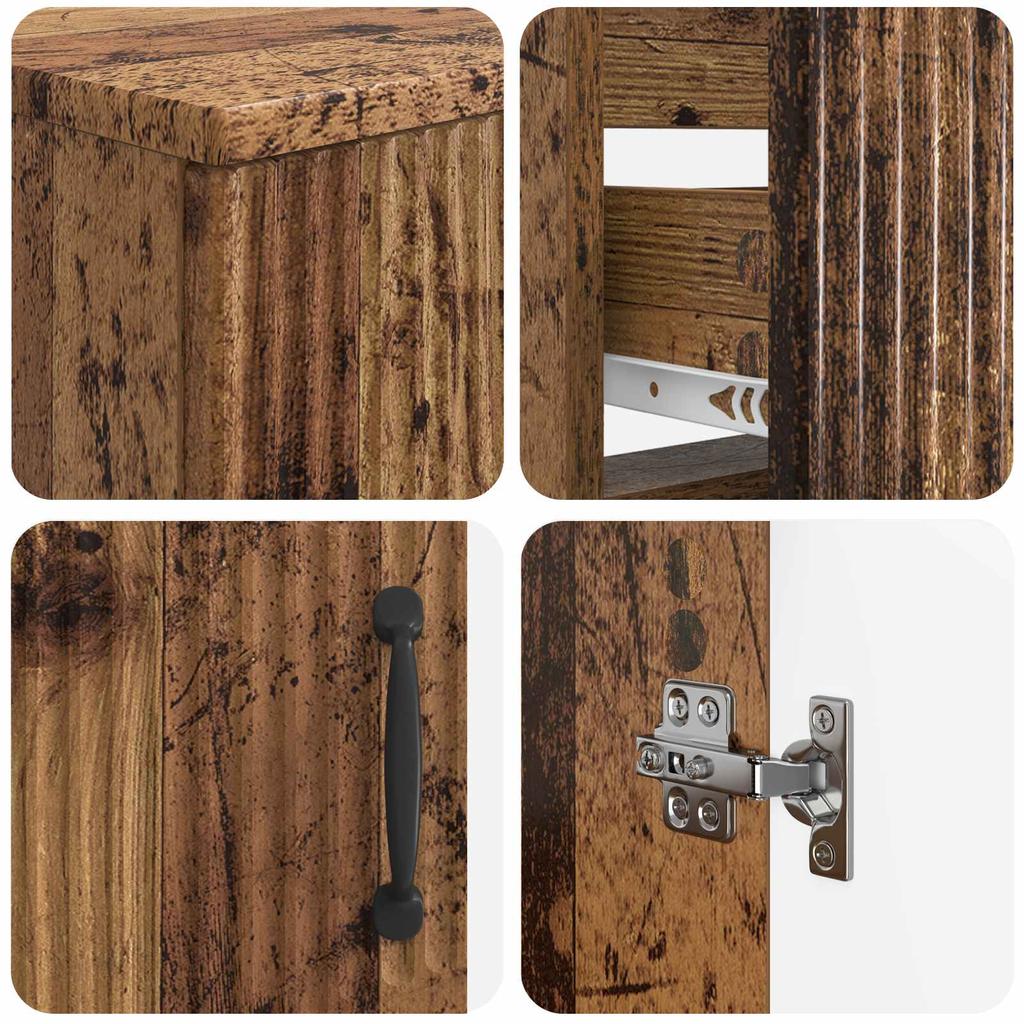 3 Piece Bathroom Cabinet System HOORN Reclaimed Wood Wood Material