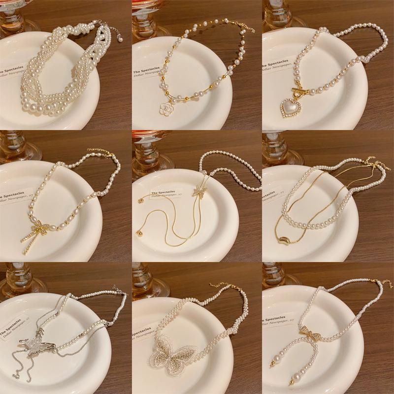 Koreanische High-End Barockperlenkette - Leichte Luxus Perlen Schlüsselbeinkette für Damen