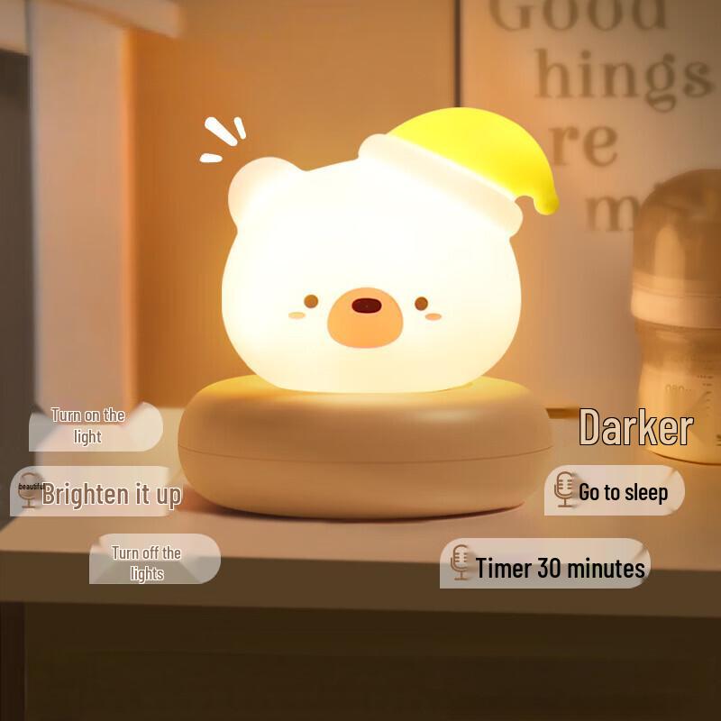 Rechargeable Cartoon Cat Voice-Activated Night Light