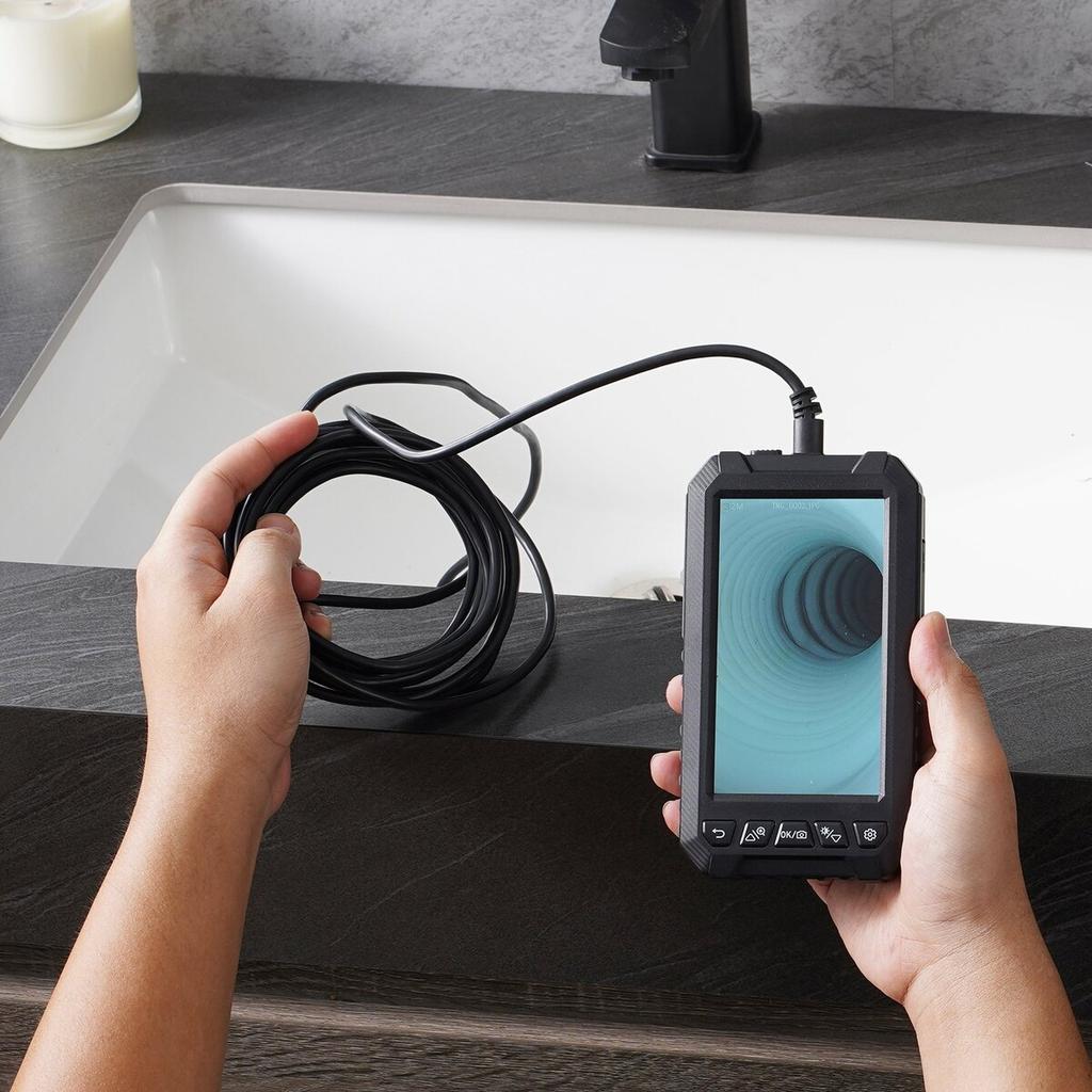 Endoscope Camera with Lights Triple Lens Borescope 49.2FT Cable 5" Screen