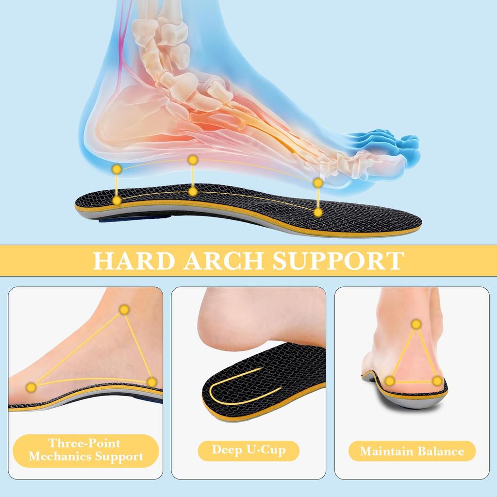 Linkidea Arch Support Shoe 2 Replacement Shoe Inserts with Shock Absorption for Salomon 5 PRO and Ride 5 Insoles, Pairs, Trail, 3D, (US Men's 8-9 /