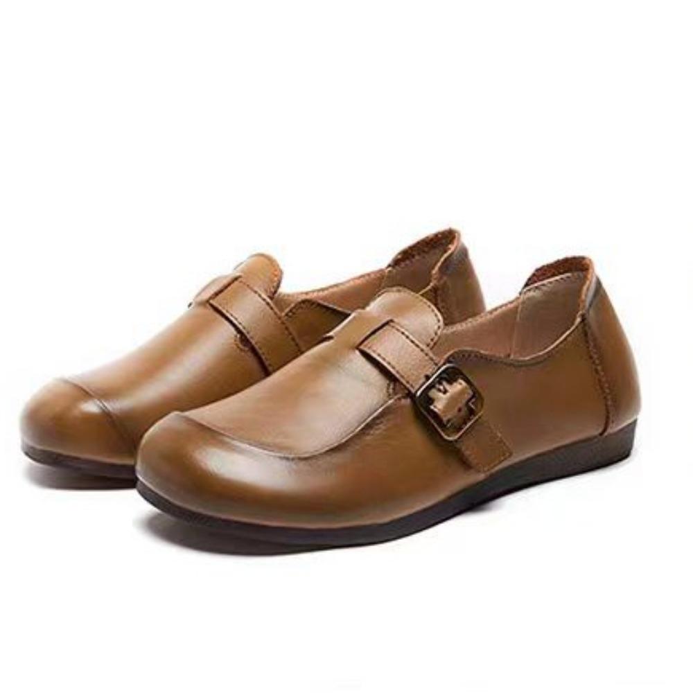 Leather Shoes for Women Spring/autumn New Soft Soled and Soft Faced Mom Pumps Retro Anti Slip and Breathable Leather Shoes Women