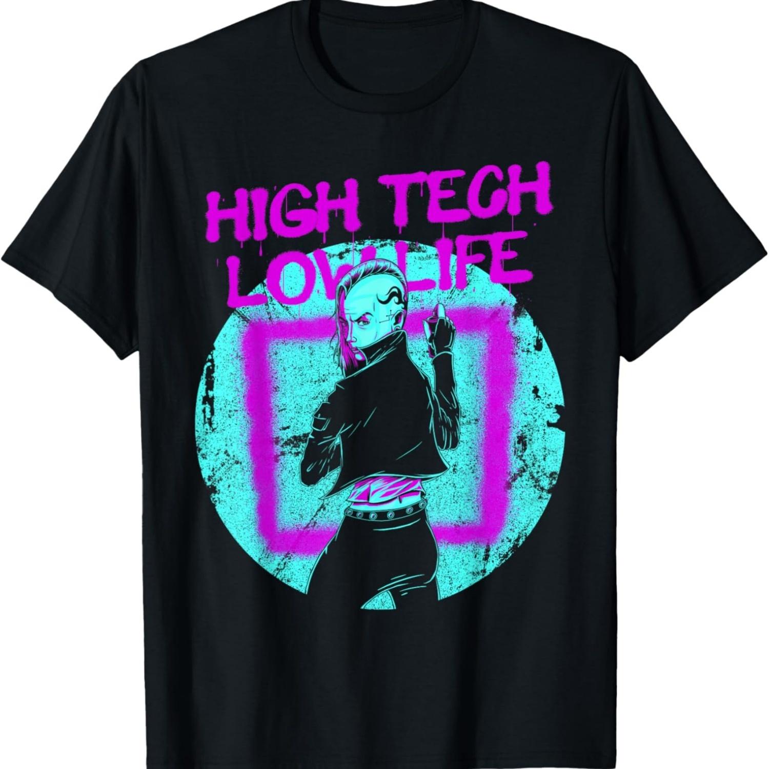 Cyberpunk High Tech Low Life Aesthetic Futuristic T-Shirt S чёрный
