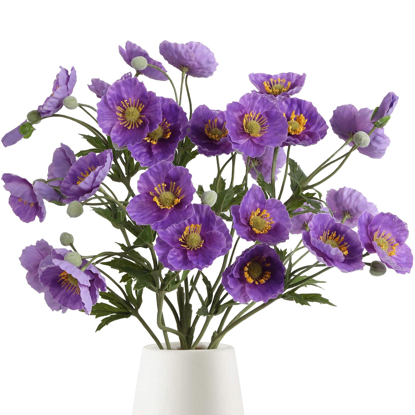 

4 шт. искусственных цветов мака шелковые букеты для домашнего декора, свадьбы, украшения стола и вечеринок искусственные цветочные композиции своими руками фиолетовый