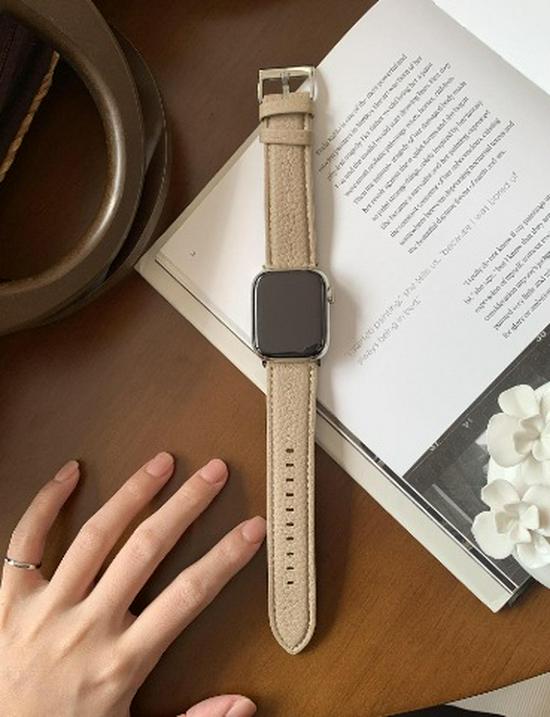 Compatible Starlight Lambskin Lychee Pattern Wristband for Apple Watch Series iWatch 3-9, SE