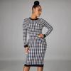 H208 European Spring/Autumn Women's Long Sleeve Irregular Print Dress