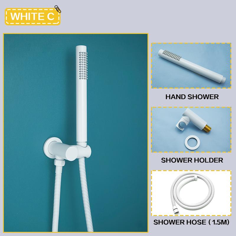 Brass White Handheld Shower Head Bathroom Round and Square Adjustable Stand Handheld Shower Head Wall Mounted Faucet Accessories