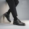 Spring and Autumn men's leather shoes with lace up British thick soled business leather shoes interview groom's wedding men's sh