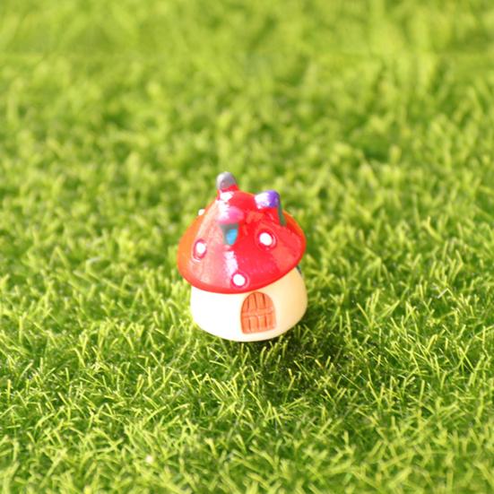Mini houbový dům Figurka Miniaturní doplňky pro pohádkovou zahradu Malá pryskyřičná chaloupka Soška pro DIY Terárium Mechový krajinný květináč Bonsaj Dekorace
