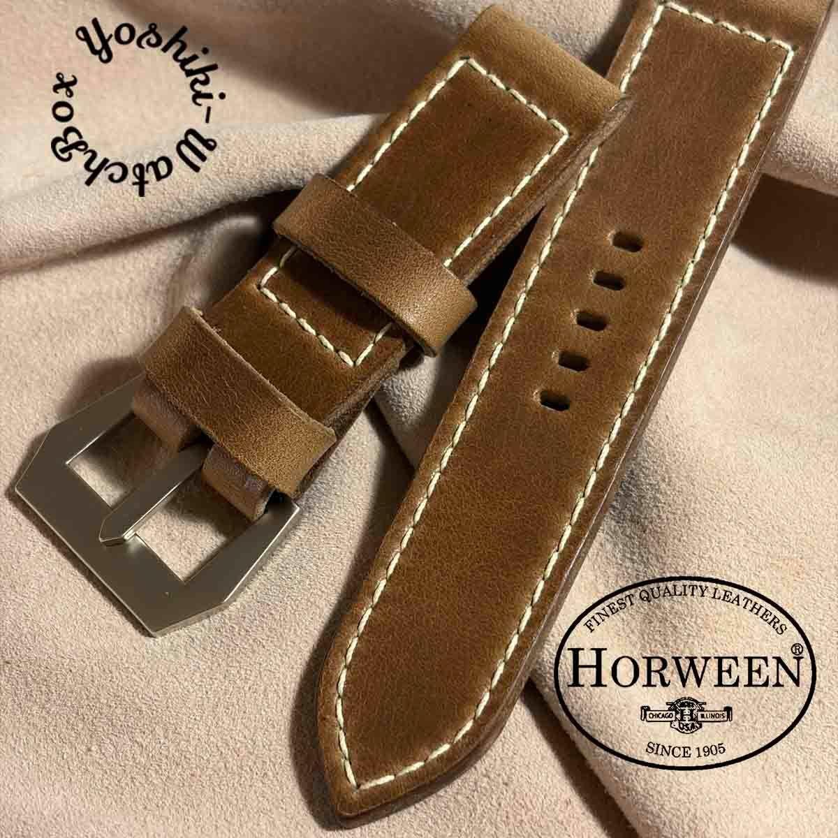 Used hor-271 Sample product HORWEEN Chrome Excel leather / Natural Watch strap with GPF buckle (Lug 26mm - Buckle width 26mm)
