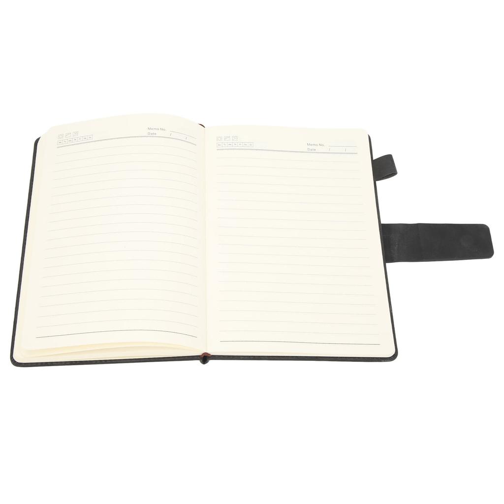   Notebook PU Lther Cover Ribbon Bookmark Ink Proof Thick Paper Ruled Paper Notebook with Pen for   Travel