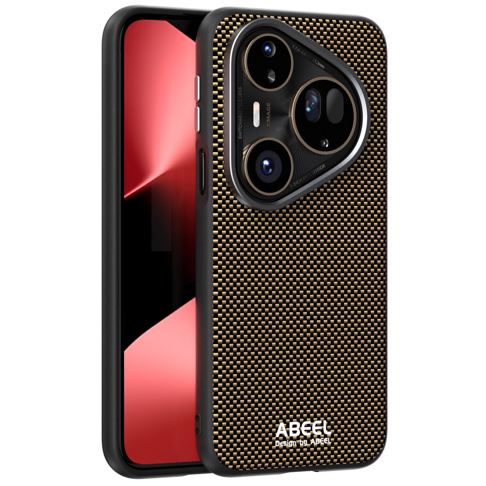 

ABEEL Чехол для Huawei Pura 80 Ultra, совместимый с MagSafe, с принтом, ПК, ТПУ, алюминиевый сплав, кожаный чехол для телефона Gold