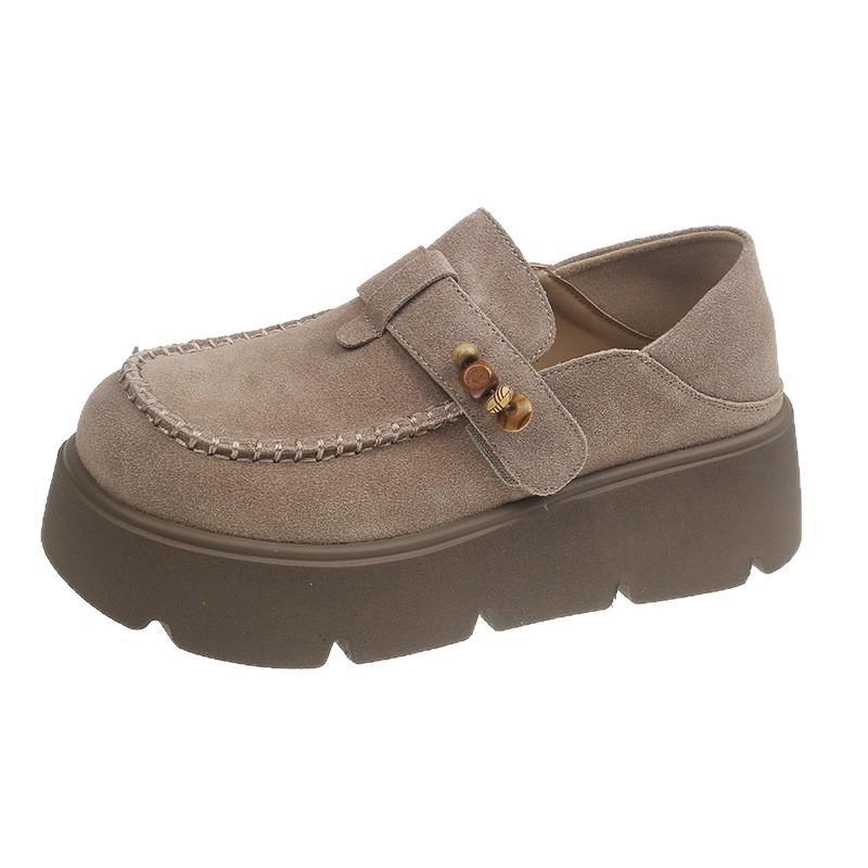 Design Sense New Muffin Thick Sole Heightening Women's Shoes 2025 Autumn Lightweight Round Head Casual Loafers Women's Shoes Tide