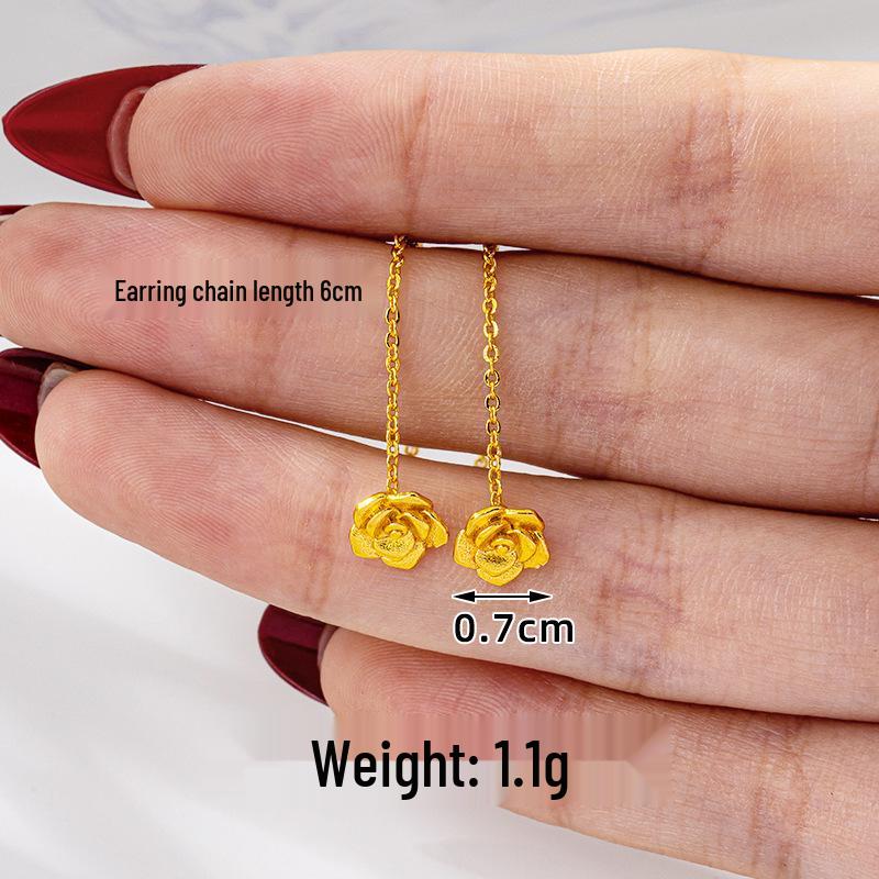 Cercei imitație aur nisipiu de înaltă calitate: Design cu ciucuri de lungă durată pentru femei, Accesorii din cupru transfrontaliere