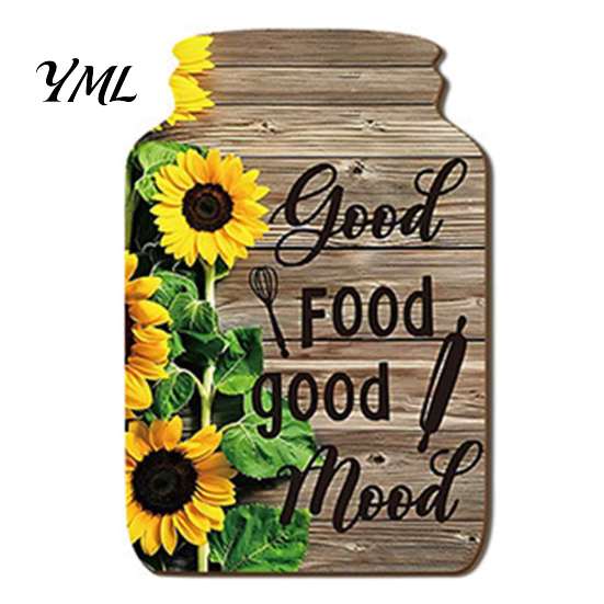 Decorative Signs for Kitchen Mason Jar Shape Wall Decoration, Wooden Art with Sunflower Print, Hanging Plaques Retro Rustic Decor Farmhouse