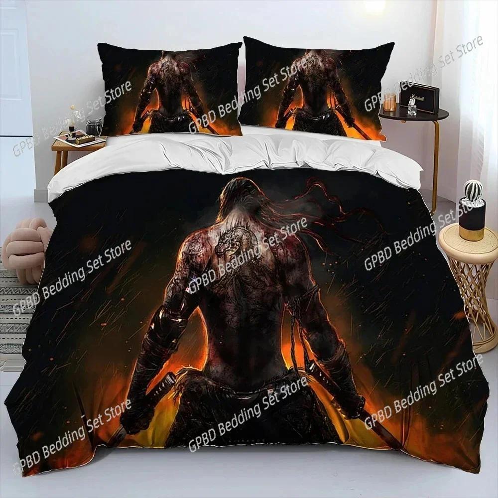 

Comforter S-Sekiro Shadows Die Twice Game Bedding Set 3D Printed Suitable For Bedroom Kids Home Textile Comforter (quilt)-EU Single(135*200cm)3pcs