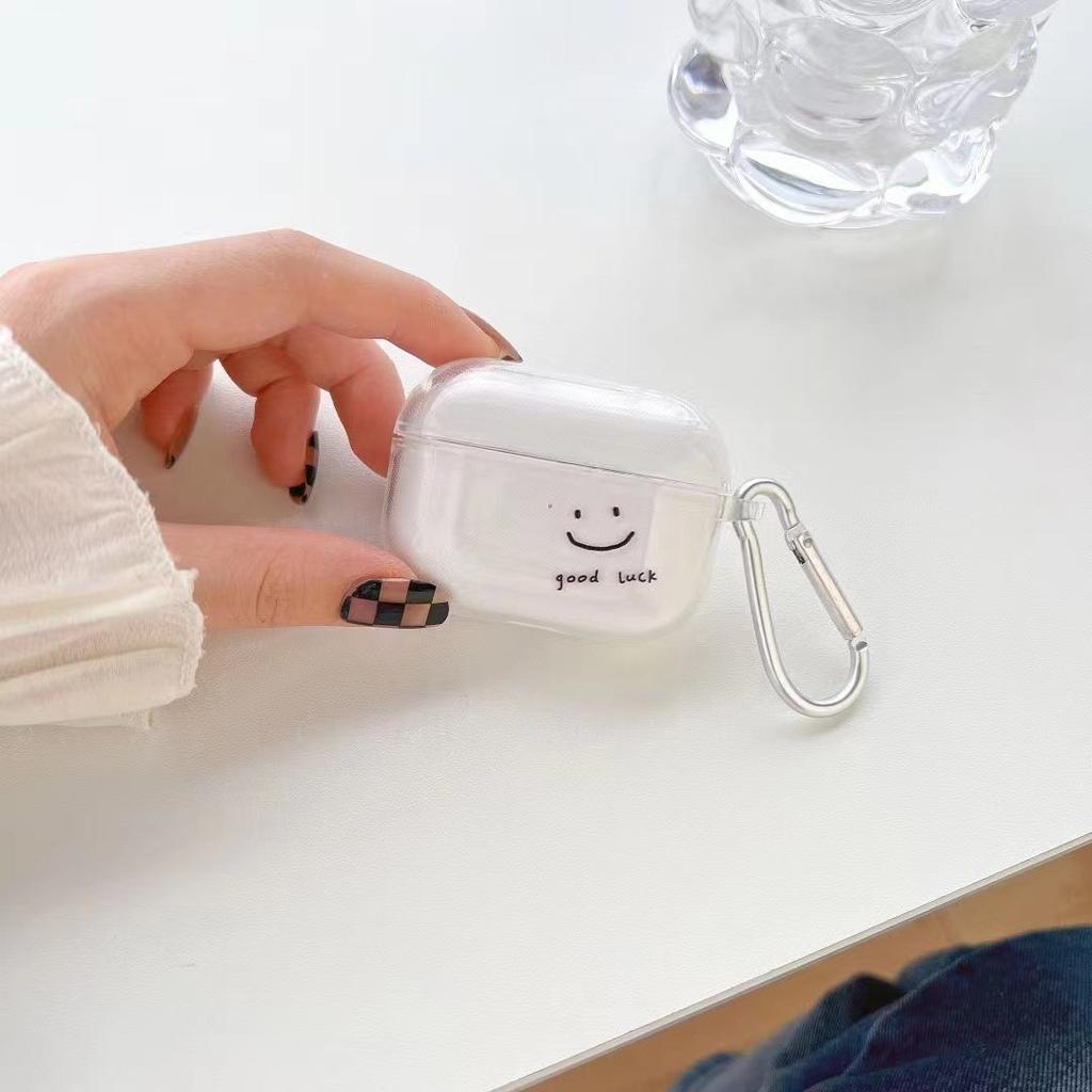 Applicable AirPodsPro1 earphone cover Apple 11th generation cartoon smiley face transparent soft case l Bluetooth earphone cover