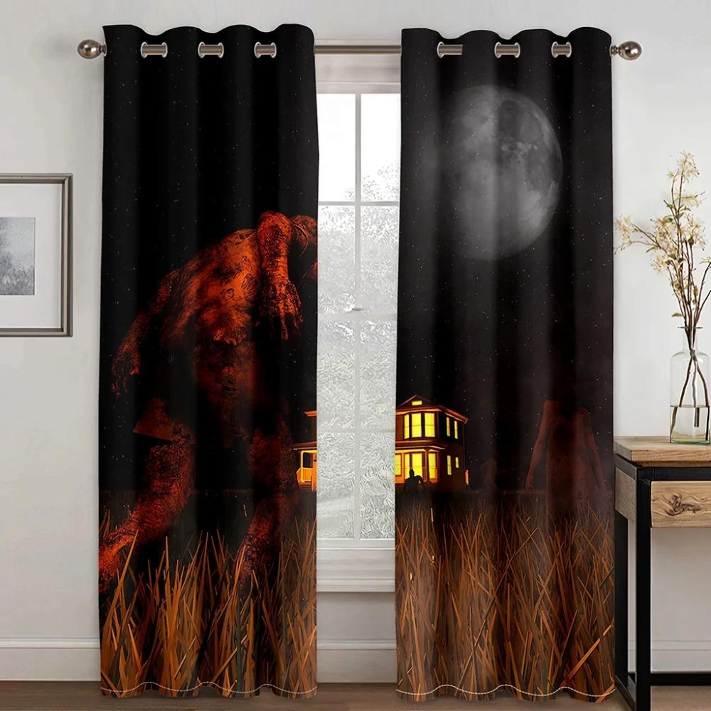 Noční Horor Zombie Vlk Python Medvěd Měsíc Vysoce Stínící Závěs Ložnice Obývací Pokoj Hotel Okenní Dekorace Zatemňovací 2 Panely