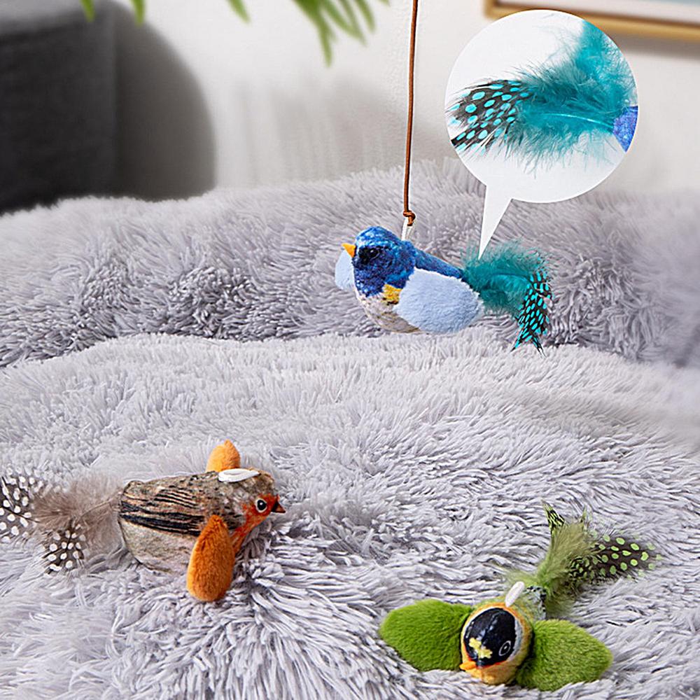 Bird Cat Toy Interactive Chew Toy for Cats Kitten Chirping Bird Toy Simulated Squeaky Cat Toy for Bored Indoor Cats Cute Teaser
