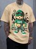 Cotton short sleeved T-shirt for men 2025 trend loose American print casual versatile couple's top cartoon bear pattern casual T